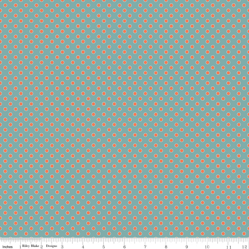 Secret Garden Quilt Fabric - Dots in Wedgewood Aqua - C18046-WEDGEWOOD