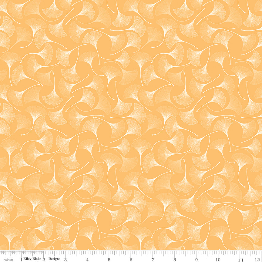 Secret Garden Quilt Fabric - Ginkos in Daisy Gold - C18045-DAISY