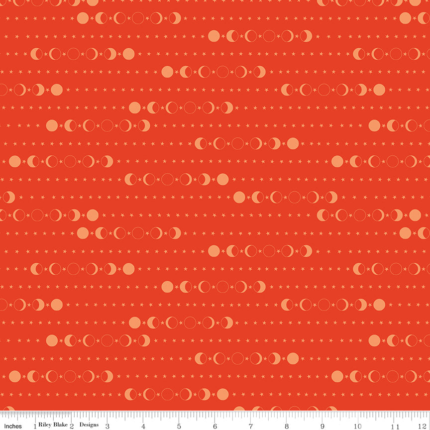 Secret Garden Quilt Fabric - Moon Phase in Geranium Orange - C18043-GERANIUM