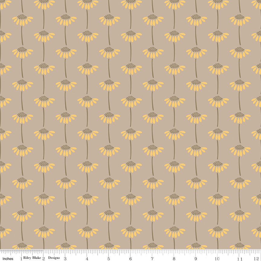 Secret Garden Quilt Fabric - Sunflowers in Beach Tan - C18044-BEACH