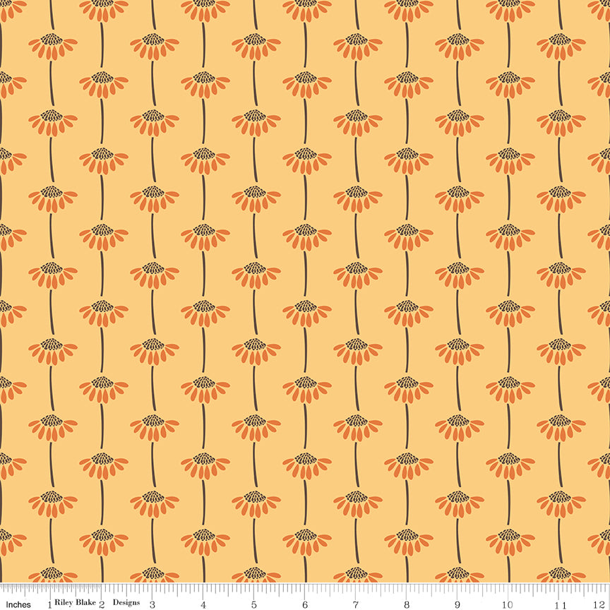 Secret Garden Quilt Fabric - Sunflowers in Daisy Gold - C18044-DAISY