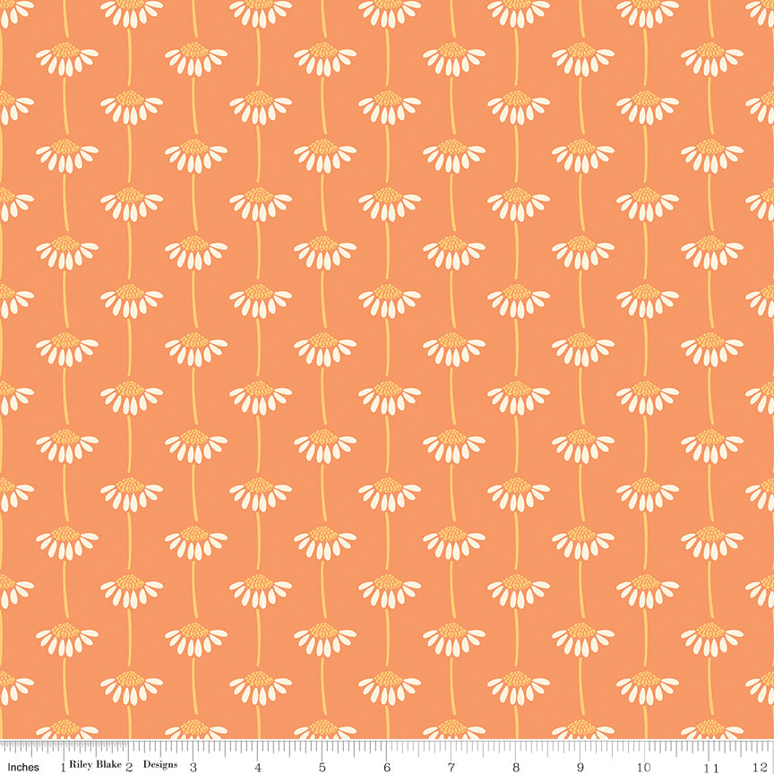 Secret Garden Quilt Fabric - Sunflowers in Marmalade Orange - C18044-MARMALADE