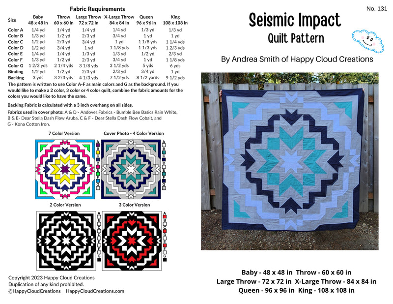 Seismic Impact Quilt Pattern from Happy Cloud Creations - HC131