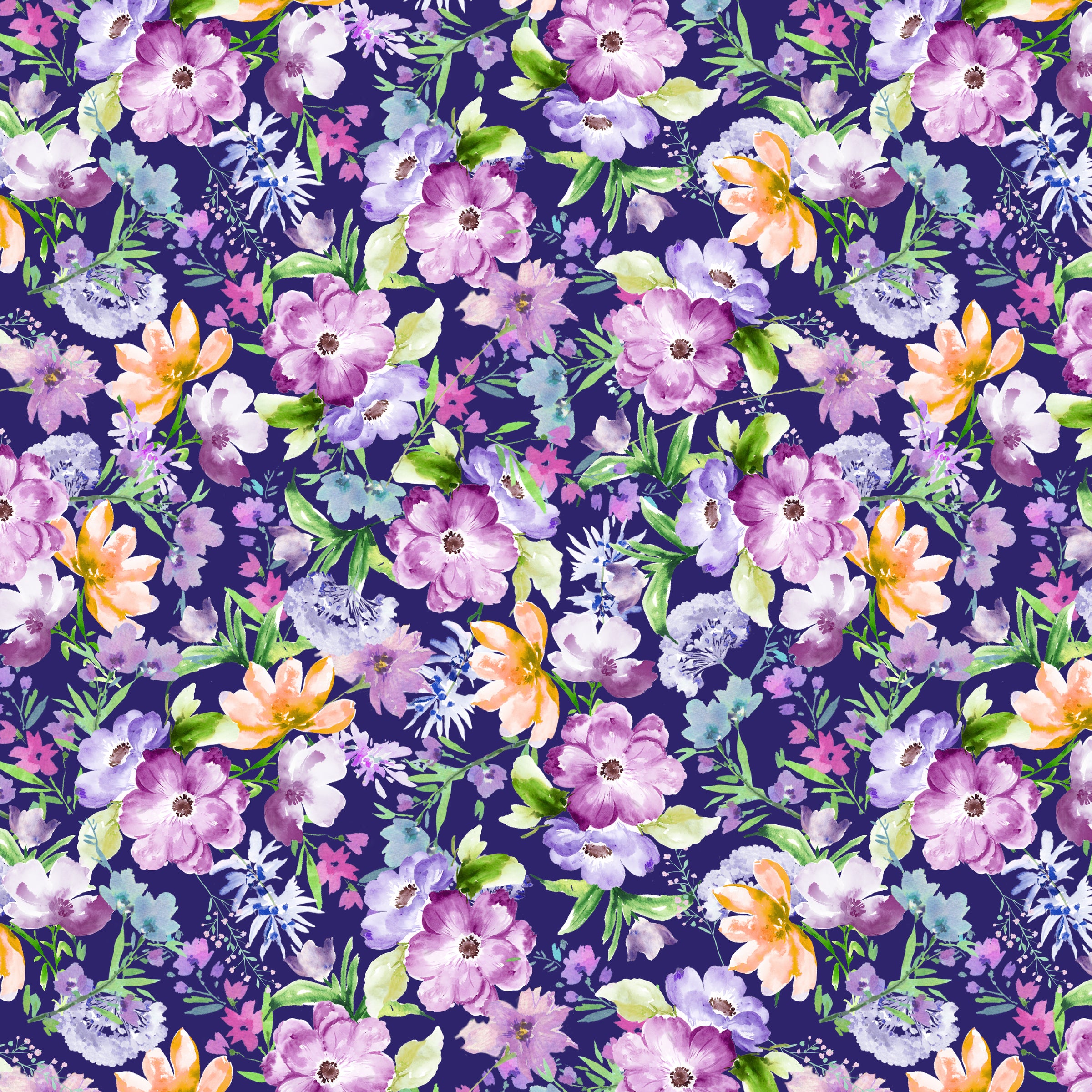 Serafina Quilt Fabric - Cheerful Blooms in Indigo - 55267-3