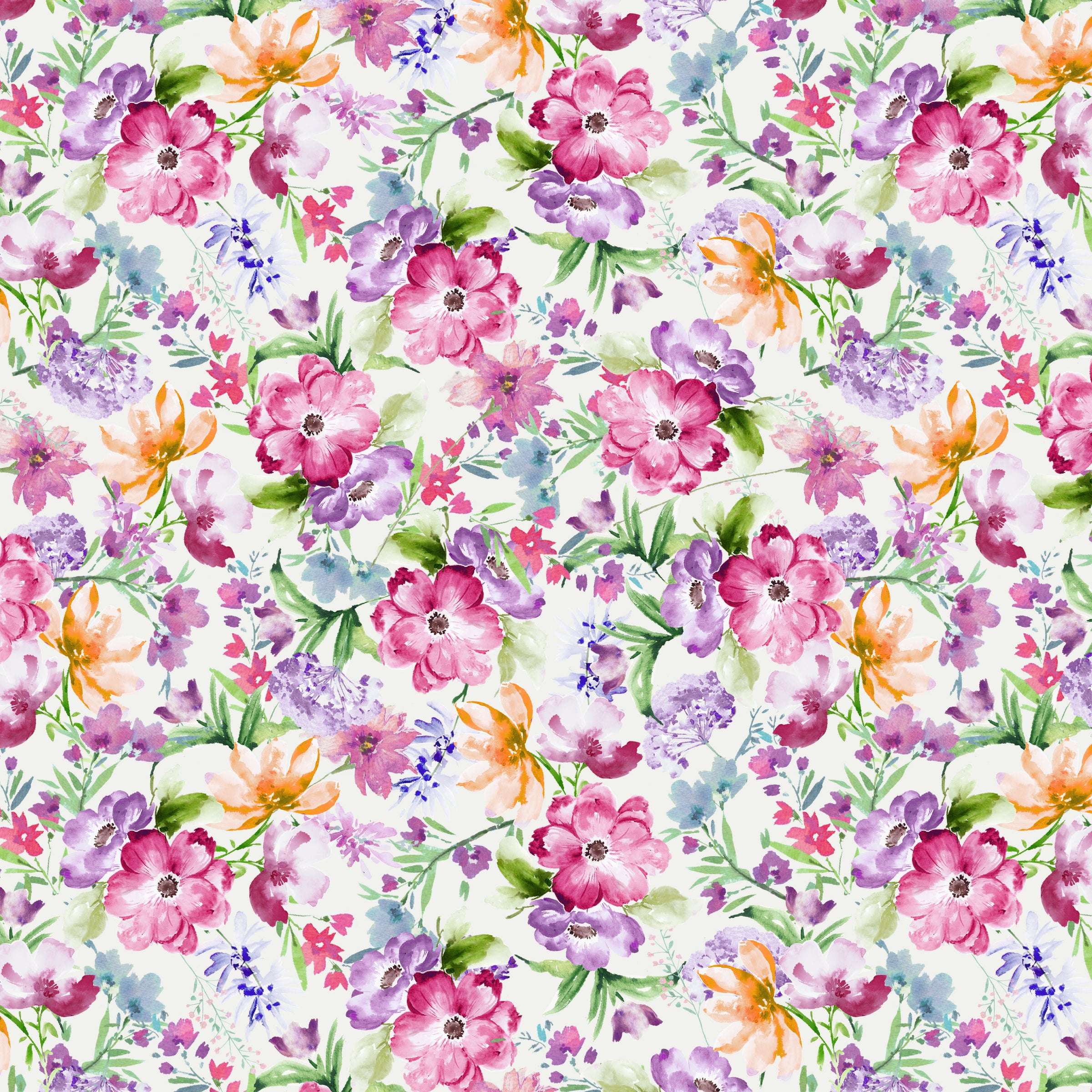 Serafina Quilt Fabric - Cheerful Blooms in White - 55267-1
