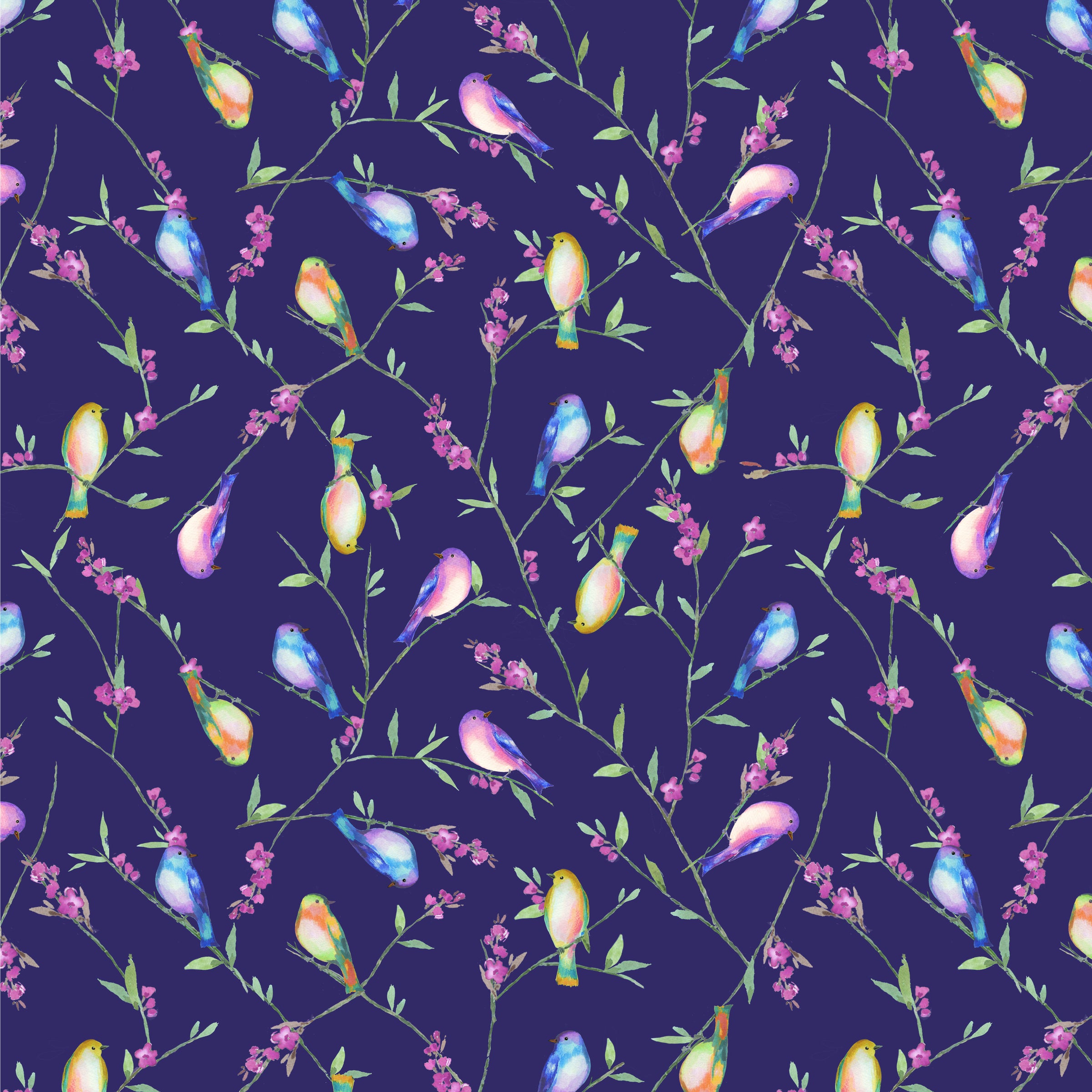 Serafina Quilt Fabric - Festive Flock in Indigo - 55268-3