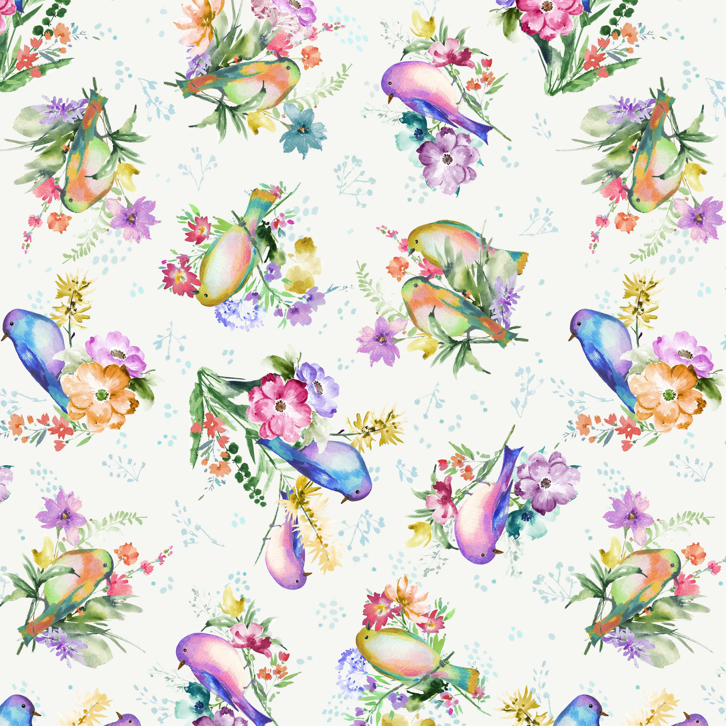 Serafina Quilt Fabric - Songbirds in White - 55266-1