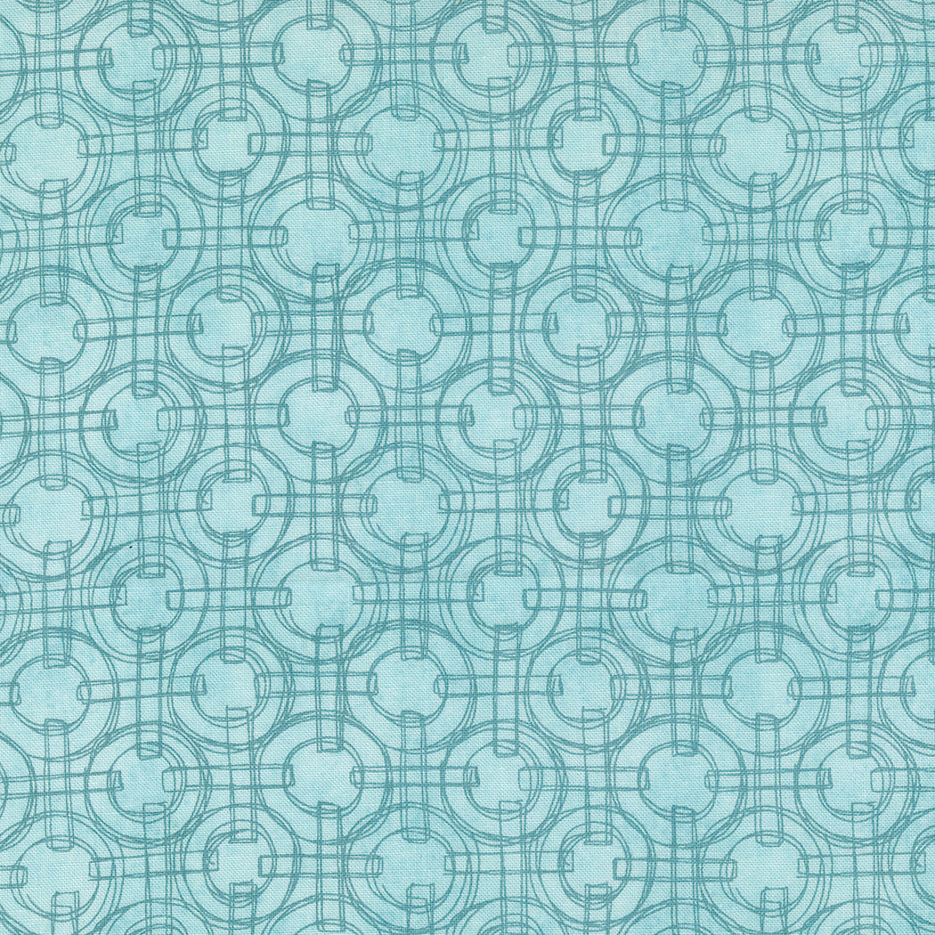Serena Shores Quilt Fabric - Linked Rings in Mist Aqua - 48775 18