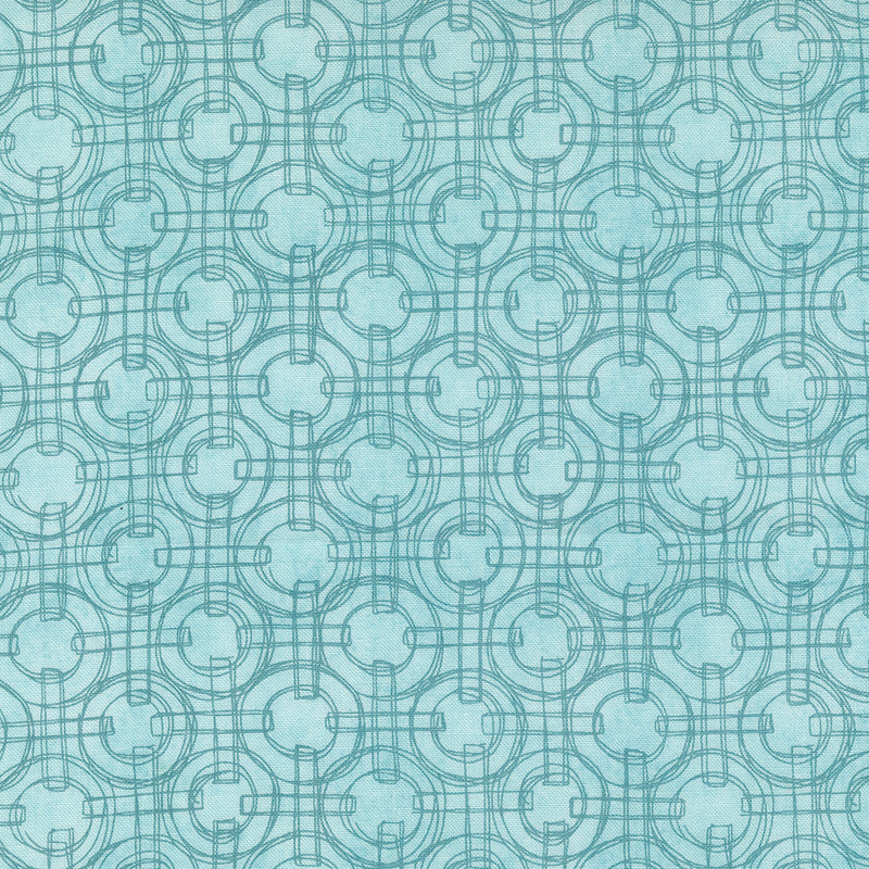 Serena Shores Quilt Fabric - Linked Rings in Mist Aqua - 48775 18