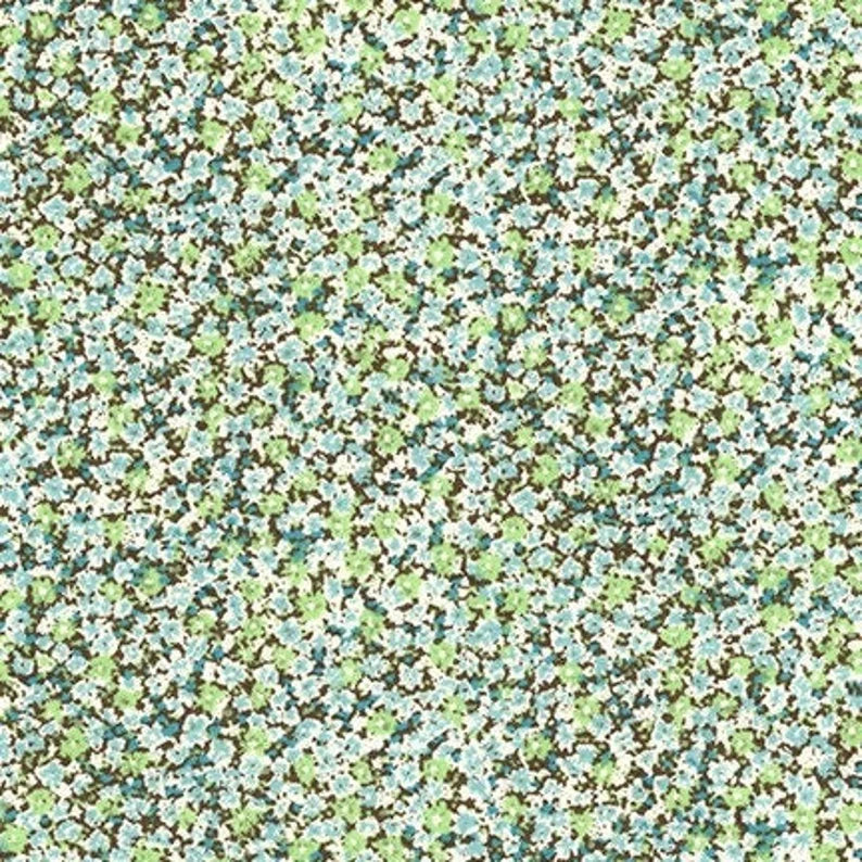 Sevenberry Bouquet Quilt Fabric - Packed Mini Floral in Green - 6121 D3-4 - Imported from Japan
