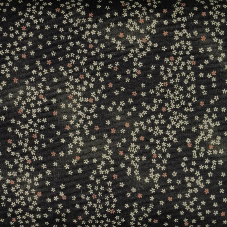 Sevenberry Kasuri Quilt Fabric - Cherry Blossoms in Black - 88234 D2-6 - Imported from Japan