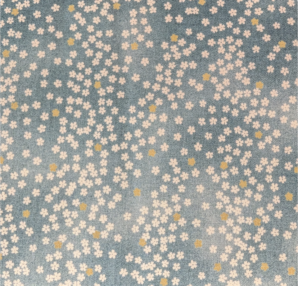 Sevenberry Kasuri Quilt Fabric - Cherry Blossoms in Blue - 88234 D2-3 - Imported from Japan