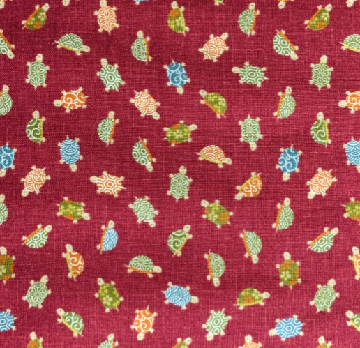 Sevenberry Kasuri Quilt Fabric - Turtles in Red - 88234 D3-3 - Imported from Japan
