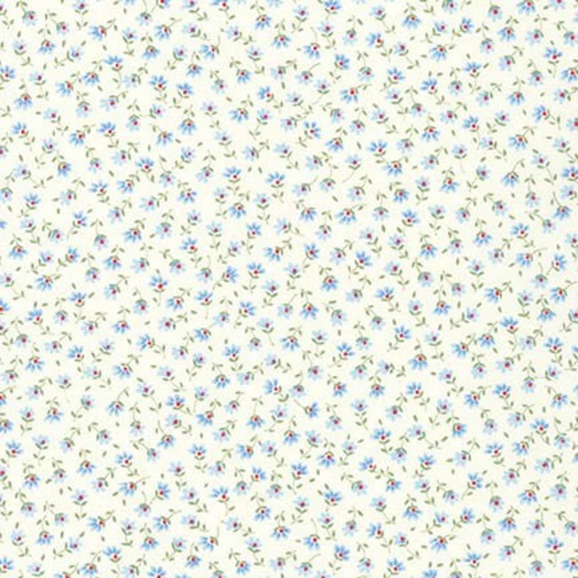 Sevenberry Petite Fleurs Quilt Fabric - Mini Floral in Blue/Cream - 6100 D3-3 - Imported from Japan
