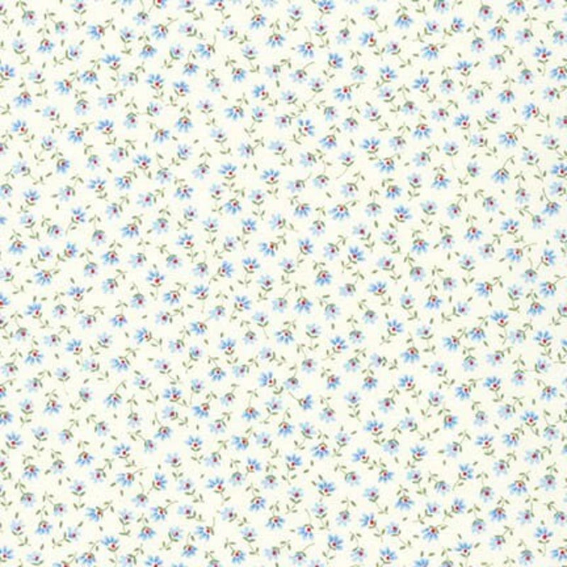 Sevenberry Petite Fleurs Quilt Fabric - Mini Floral in Blue/Cream - 6100 D3-3 - Imported from Japan
