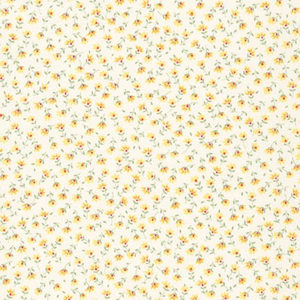 Sevenberry Petite Fleurs Quilt Fabric - Mini Floral in Yellow/Cream - 6100 D3-2 - Imported from Japan