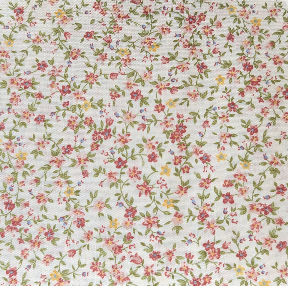 Sevenberry Petite Fleurs Quilt Fabric - Small Floral in Pink/Cream - 6110 D5-1 - Imported from Japan