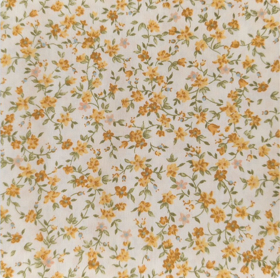 Sevenberry Petite Fleurs Quilt Fabric - Small Floral in Yellow/Cream - 6110 D5-2 - Imported from Japan
