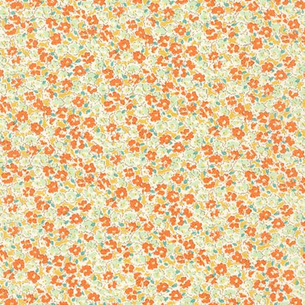 Sevenberry Petite Garden Quilt Fabric - Mini Floral in Orange/Green - 6116 D2 2 - Imported from Japan