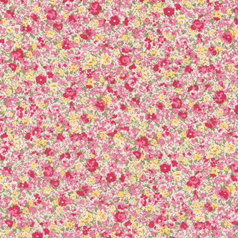 Sevenberry Petite Garden Quilt Fabric - Mini Floral in Red/Pink - 6117 D2-1 - Imported from Japan