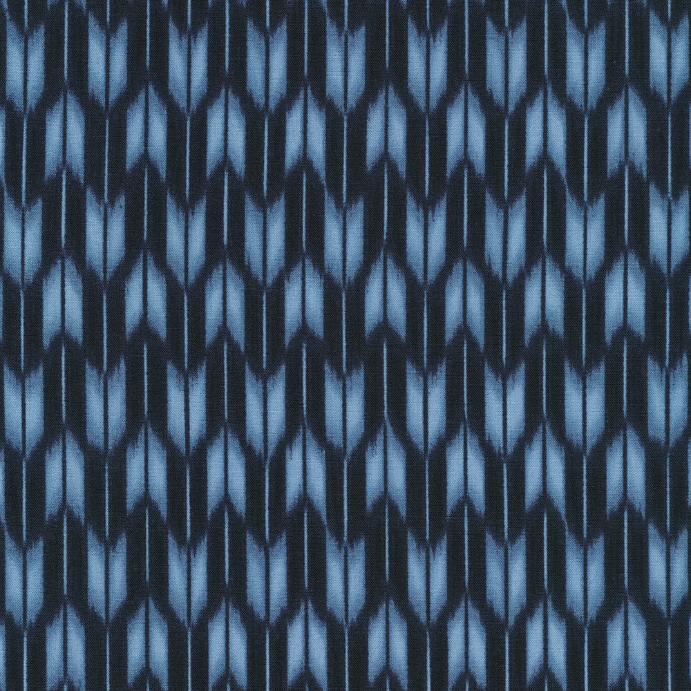 Sevenberry Shibori Blues Quilt Fabric - Chevron in Indigo Blue - 850257 D9-2