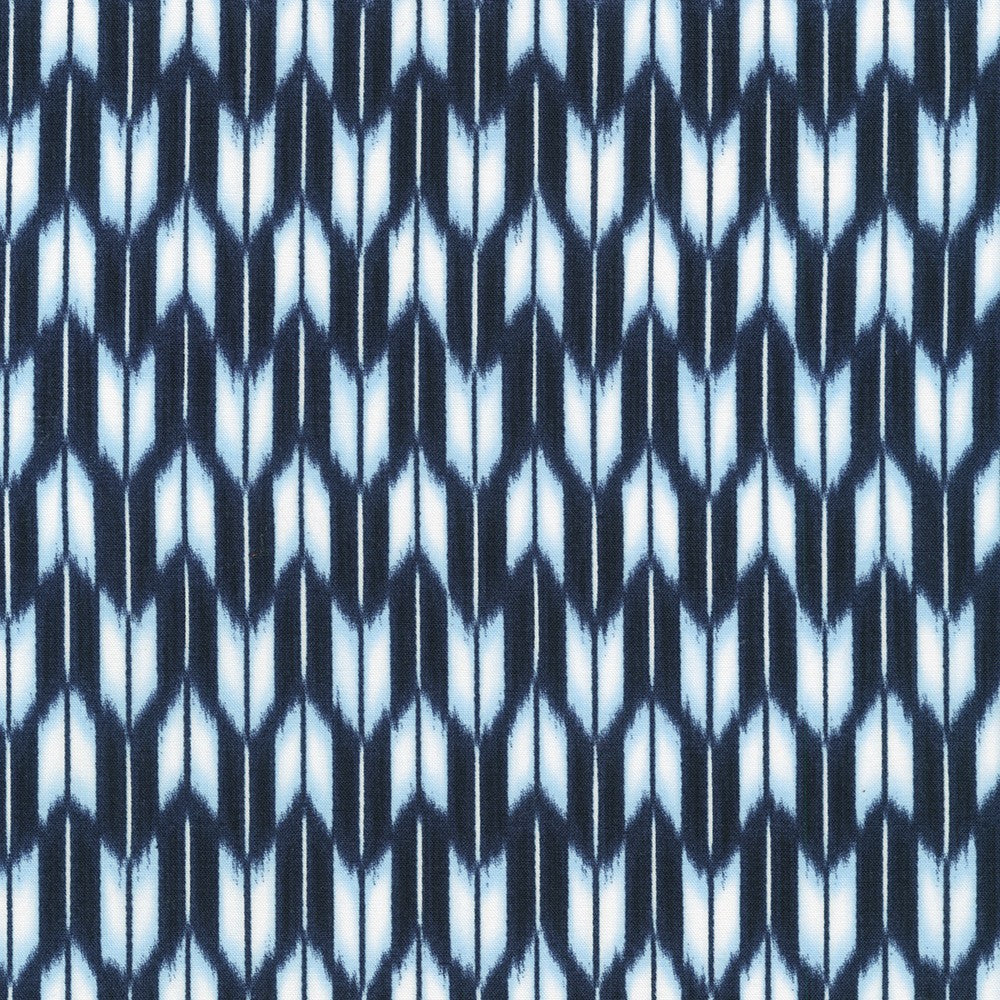 Sevenberry Shibori Blues Quilt Fabric - Chevron in Navy Blue - 850257 D9-1