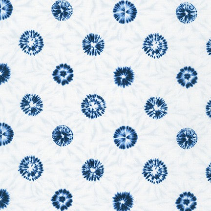 Sevenberry Shibori Blues Quilt Fabric - Circles in White - 850257 D5-3 - Imported from Japan