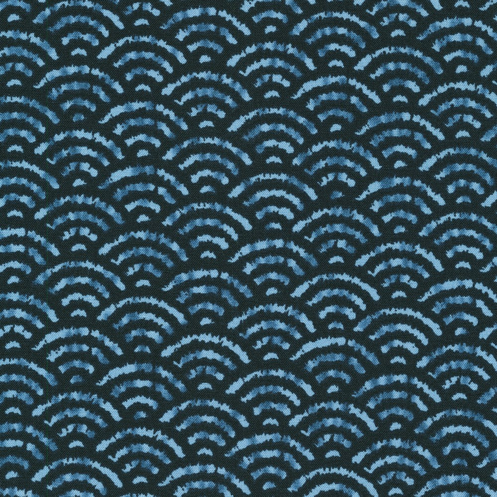 Sevenberry Shibori Blues Quilt Fabric - Fans in Indigo Blue - 850257 D7-2