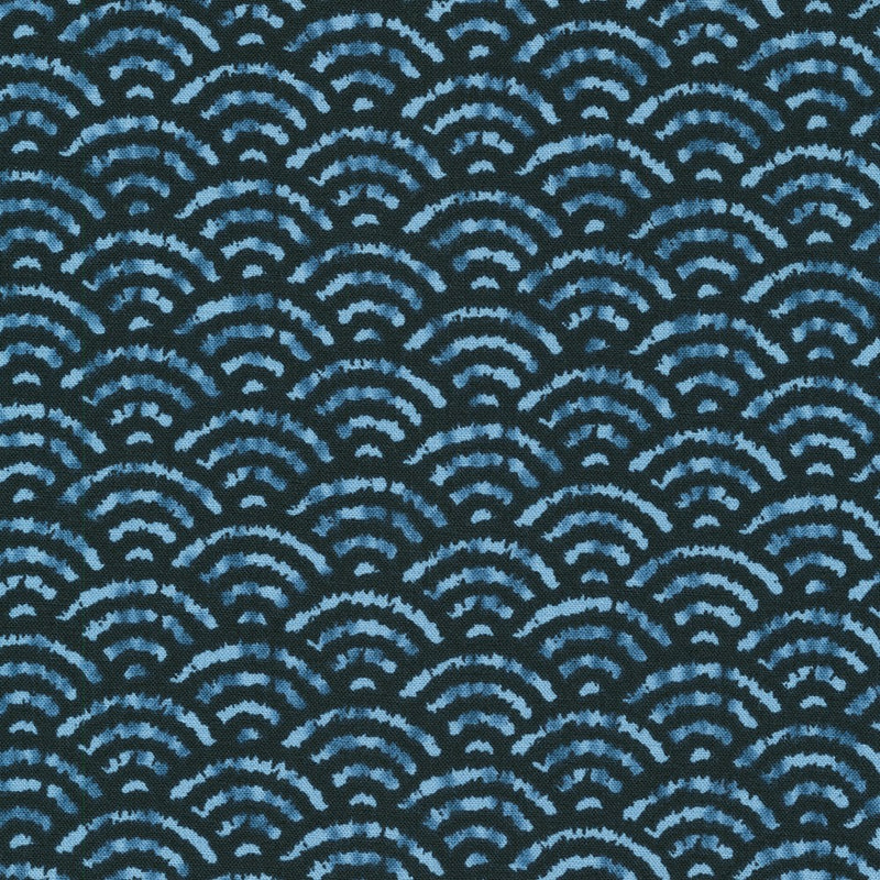 Sevenberry Shibori Blues Quilt Fabric - Fans in Indigo Blue - 850257 D7-2