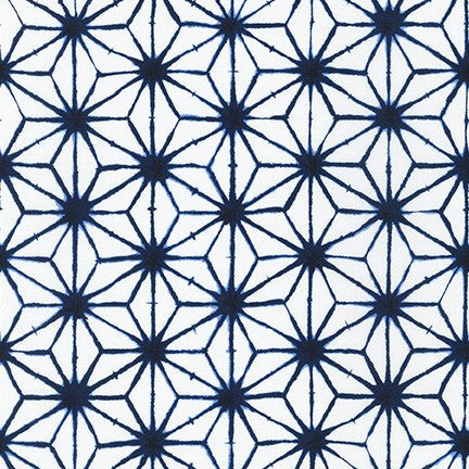 Sevenberry Shibori Blues Quilt Fabric - Stars in White - 850257 D4-1