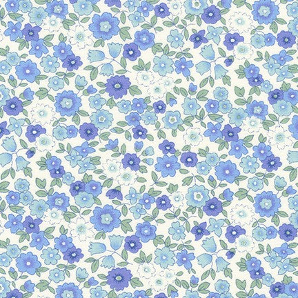 Sevenberry Petite Garden Quilt Fabric - Floral in Blue - 6112 D2-3 - Imported from Japan