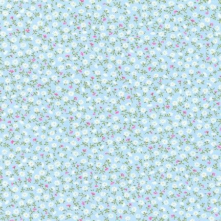 Sevenberry Petite Garden Quilt Fabric - Mini Daisies in Sky Blue - 6112 D4-5 - Imported from Japan