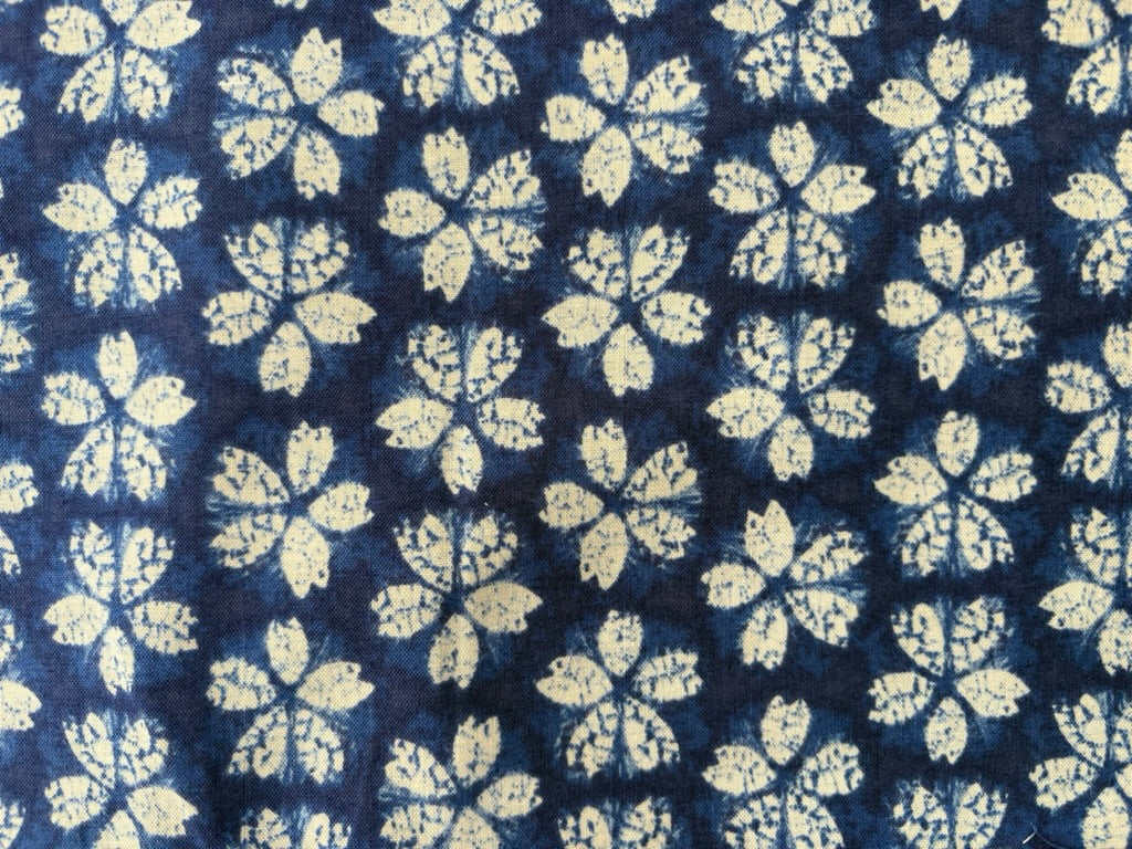 Sevenberry Shibori Blues Quilt Fabric - Cherry Blossoms in Cobalt Blue - 850257 D8-2 - Imported from Japan