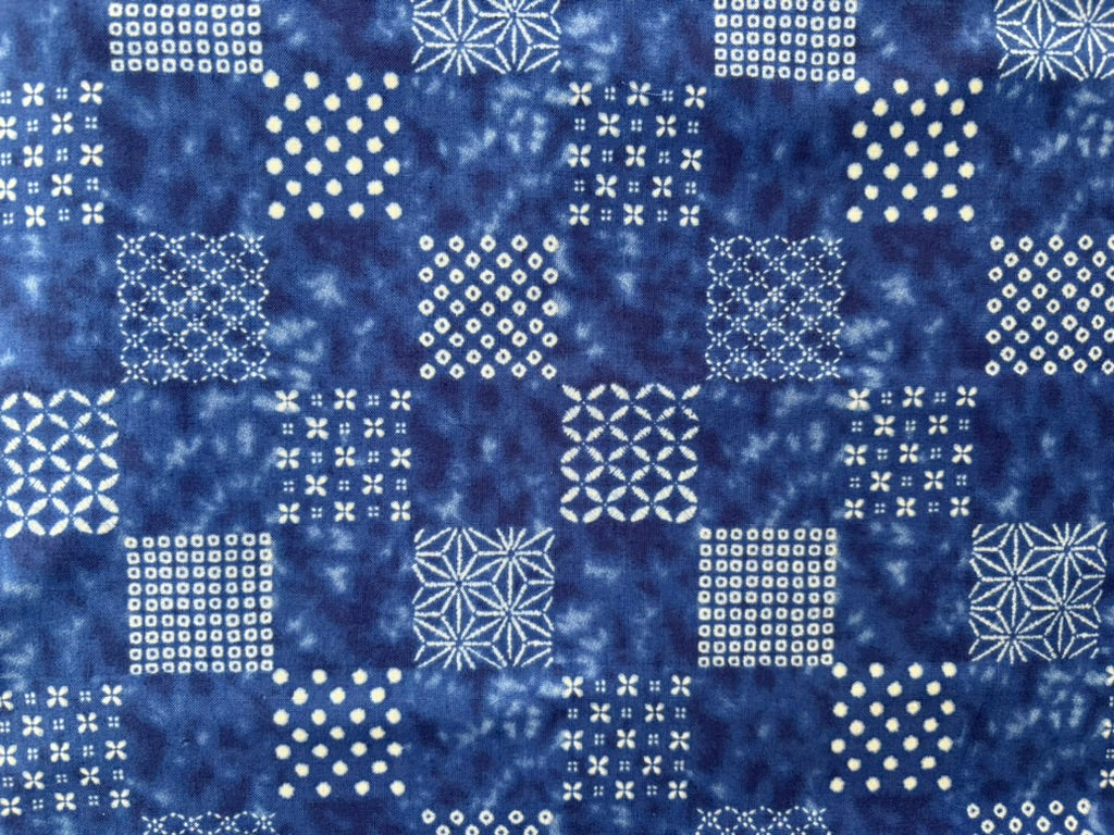 Sevenberry Shibori Blues Quilt Fabric - Patchwork in Blue/White - 850257 D10-2 - Imported from Japan