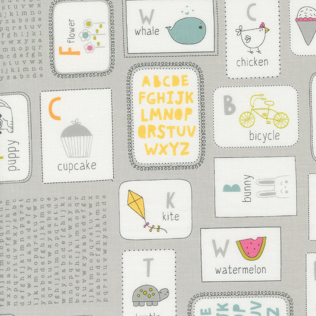 Shine Quilt Fabric - Flashcards in Stormy Gray - 55670 27