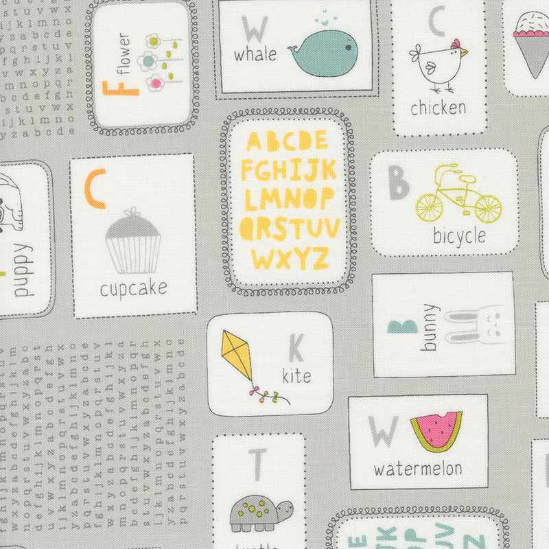 Shine Quilt Fabric - Flashcards in Stormy Gray - 55670 27