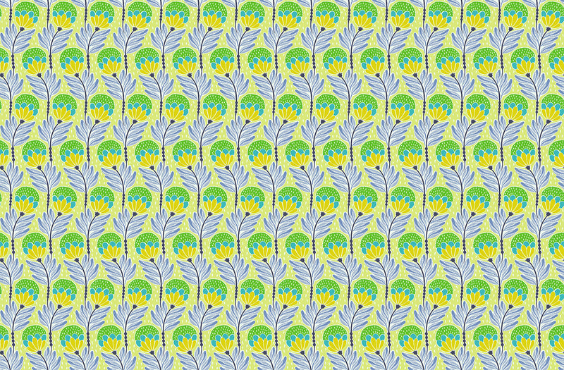 Shooting Star Quilt Fabric by Anna Maria Parry - Bouncy Blooms in Meadow Green/Multi - AMT117-73C