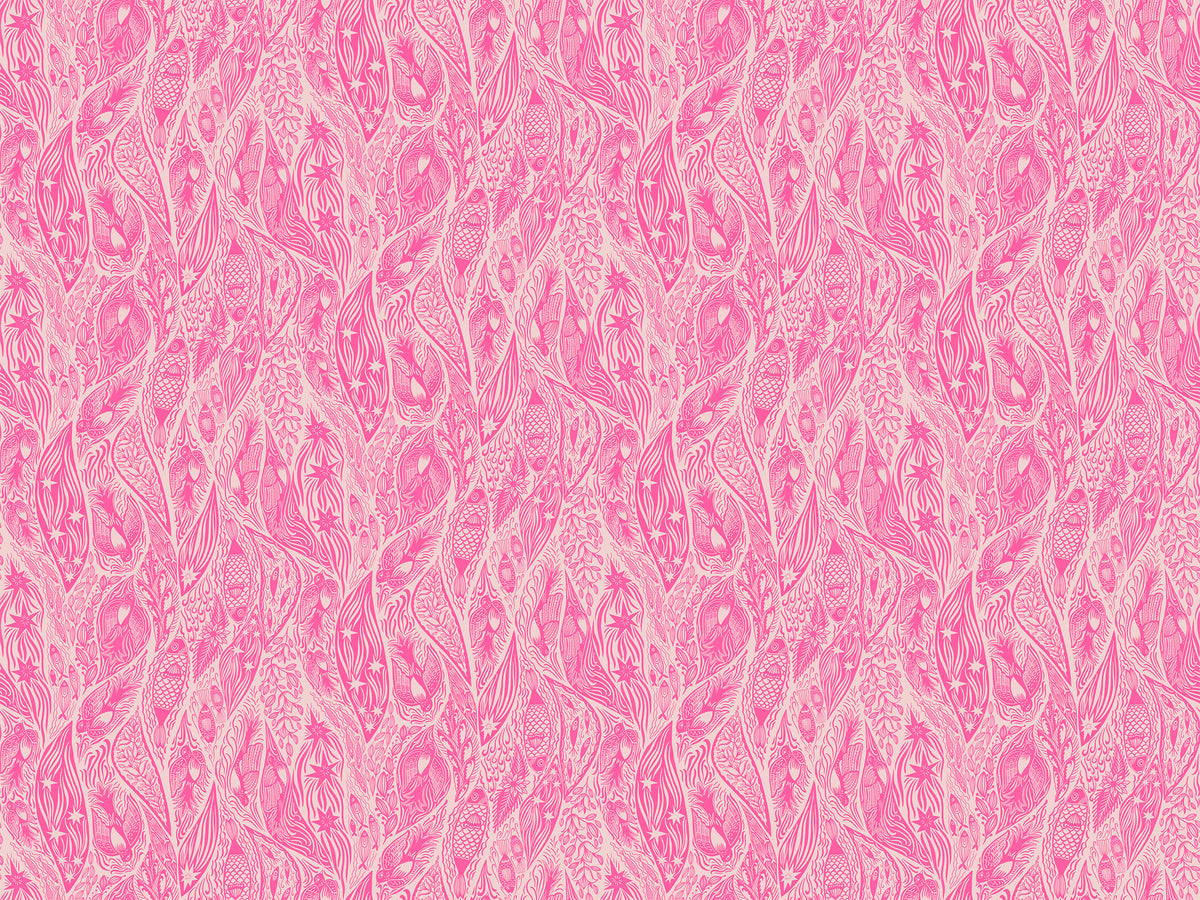 Shooting Star Quilt Fabric by Anna Maria Parry - Current in Bursting Pink - AMT118-23L