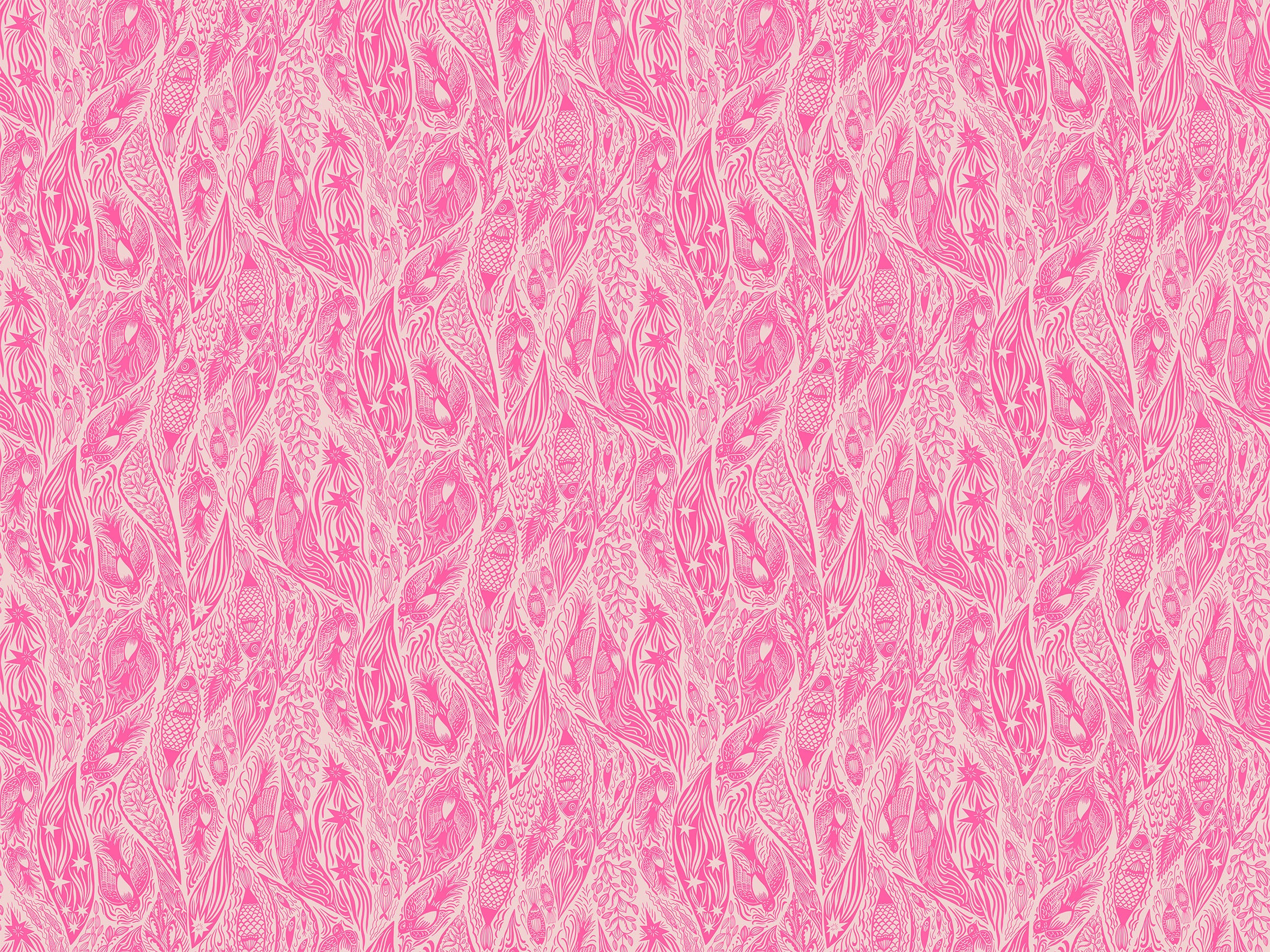 Shooting Star Quilt Fabric by Anna Maria Parry - Current in Bursting Pink - AMT118-23L