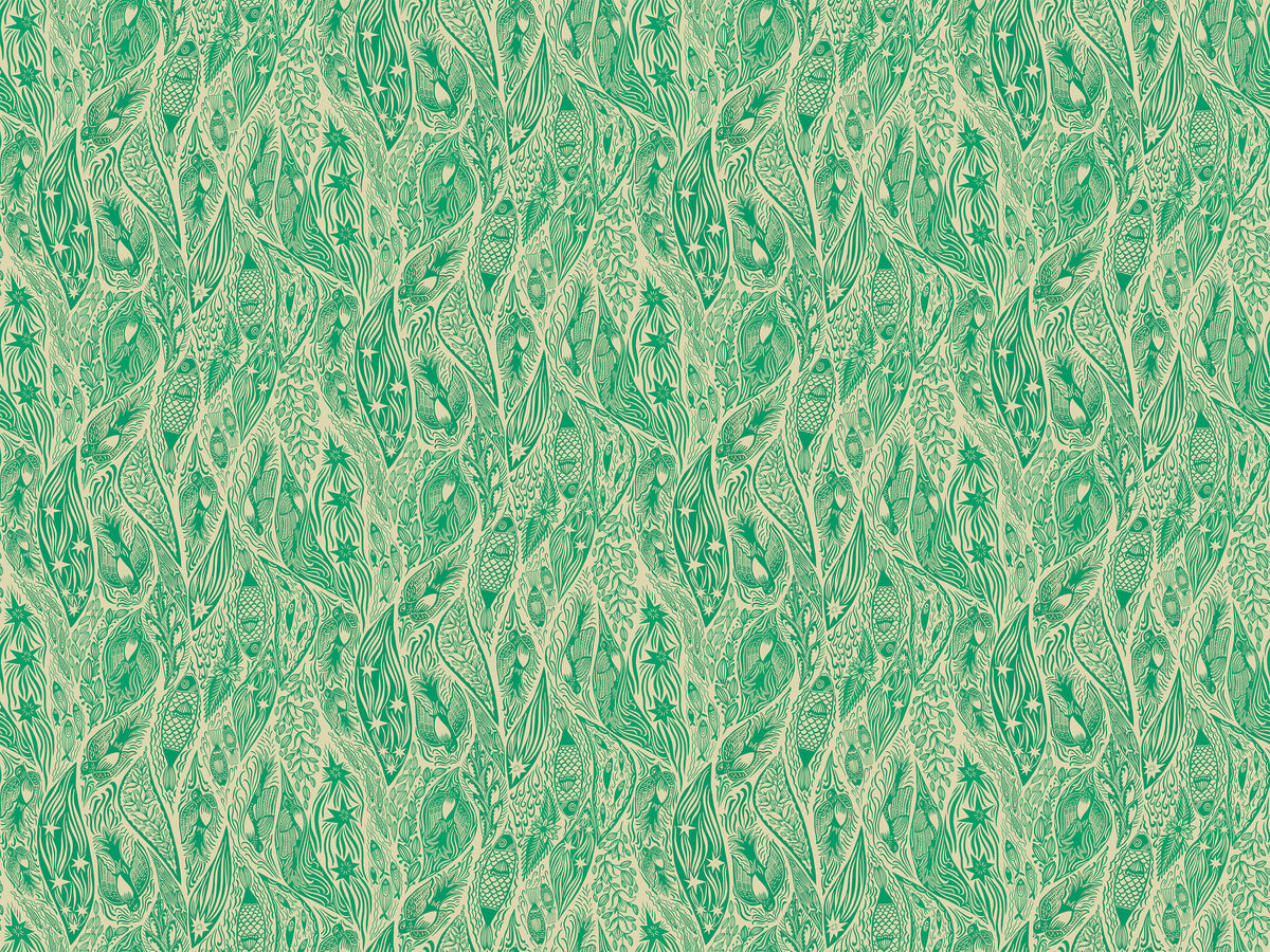 Shooting Star Quilt Fabric by Anna Maria Parry - Current in Sea Green - AMT118-75C