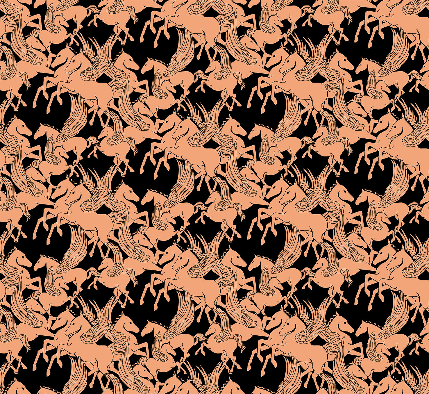 Shooting Star Quilt Fabric by Anna Maria Parry - Mythology in Antique Black/Peach - AMT119-99L