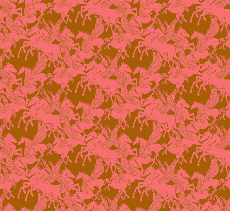 Shooting Star Quilt Fabric by Anna Maria Parry - Mythology in Taffy Gold/Pink - AMT119-23V