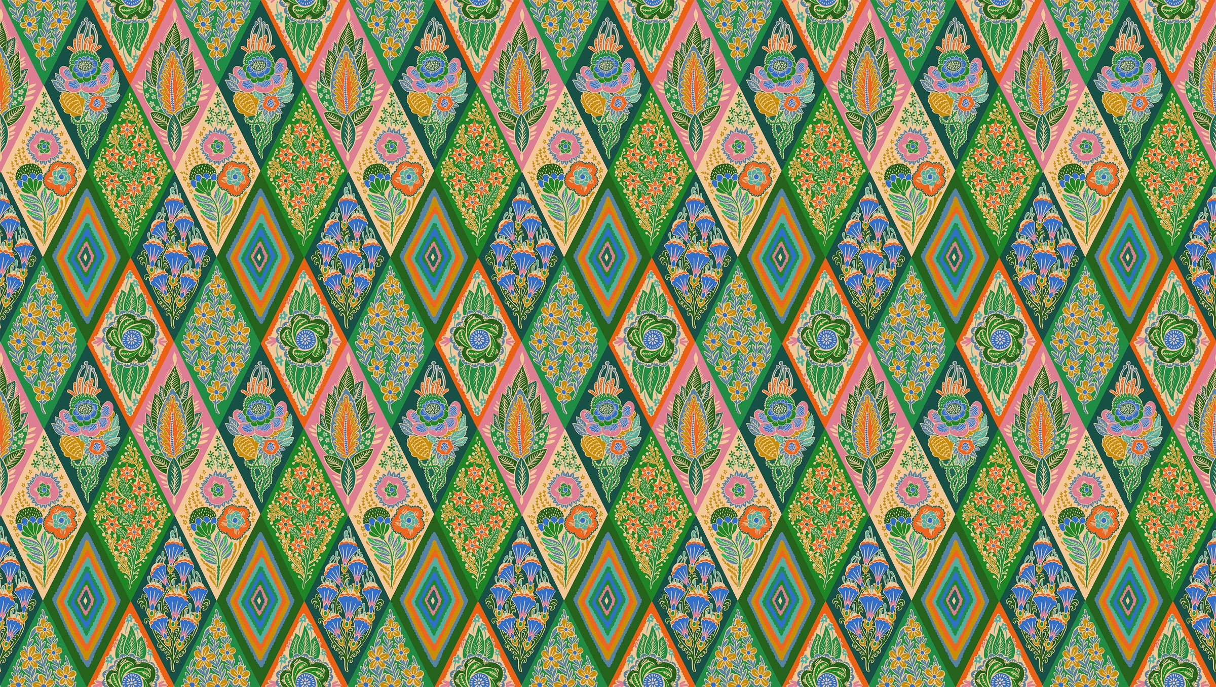 Shooting Star Quilt Fabric by Anna Maria Parry - Socialite in Jade Green/Multi - AMT116-78C