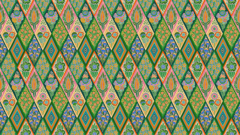 Shooting Star Quilt Fabric by Anna Maria Parry - Socialite in Jade Green/Multi - AMT116-78C