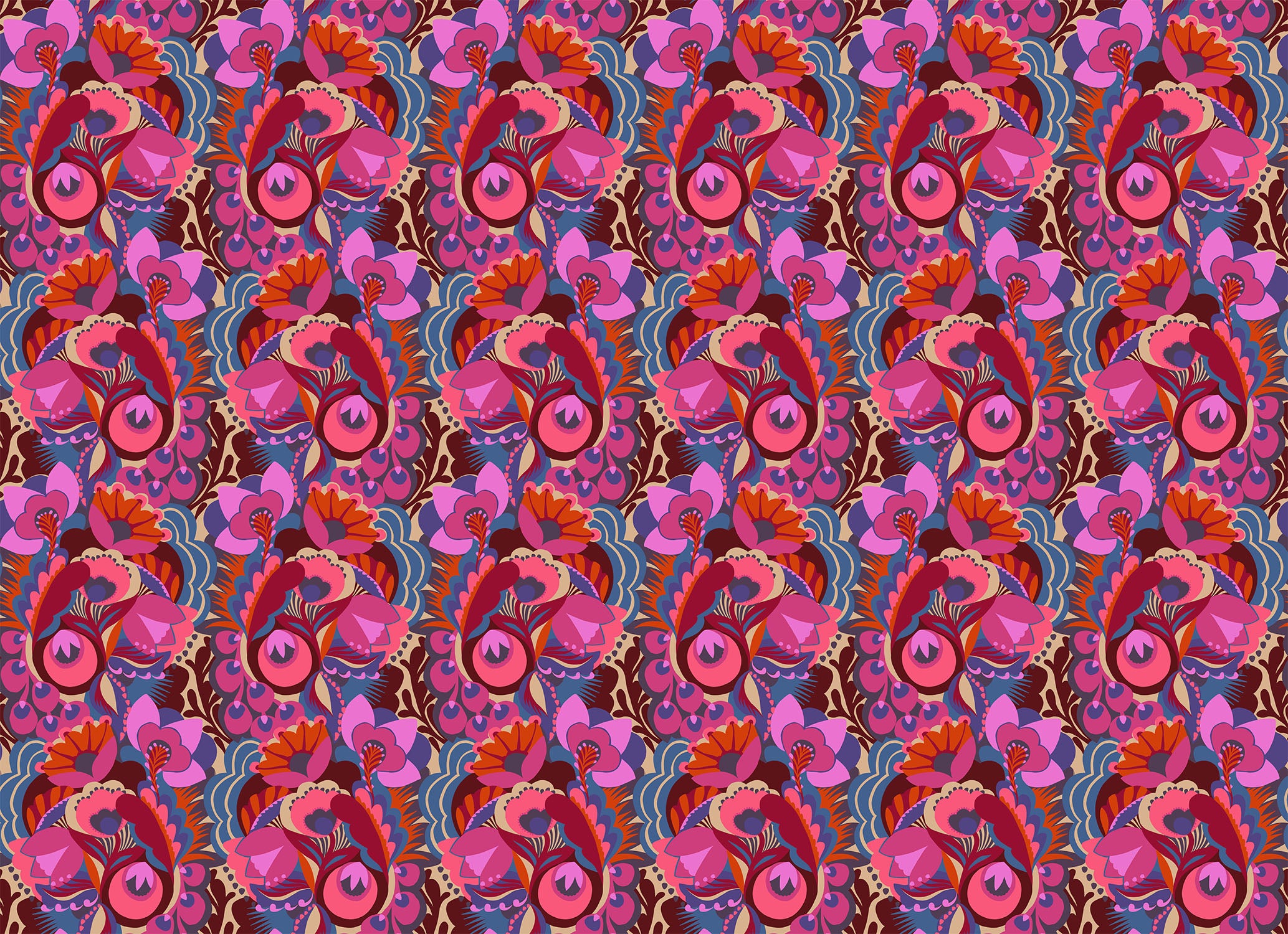 Shooting Star Quilt Fabric by Anna Maria Parry - Unfurl in Baroque Pink/Purple - AMT120-26L