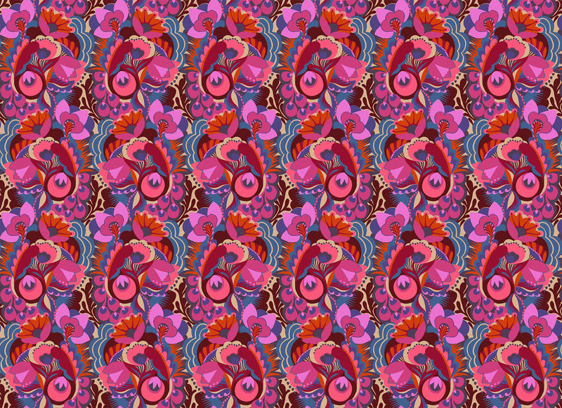 Shooting Star Quilt Fabric by Anna Maria Parry - Unfurl in Baroque Pink/Purple - AMT120-26L