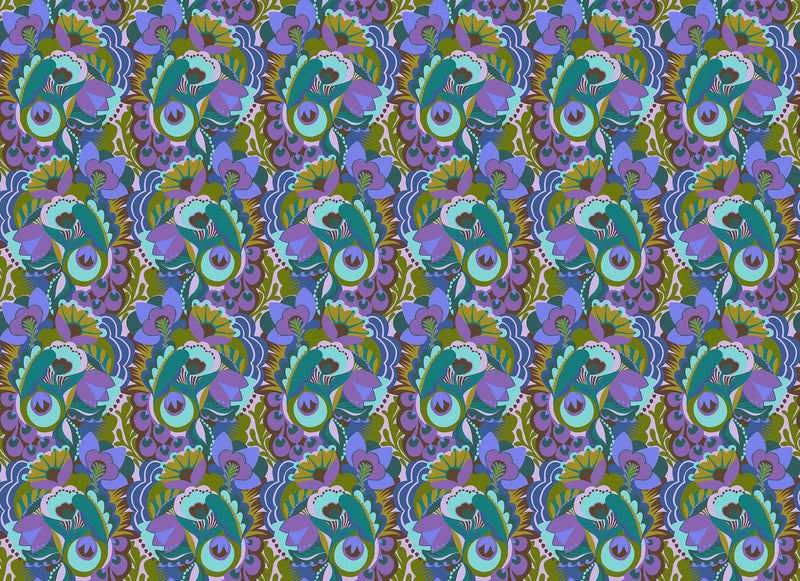 Shooting Star Quilt Fabric by Anna Maria Parry - Unfurl in Storm Blue/Multi - AMT120-83C