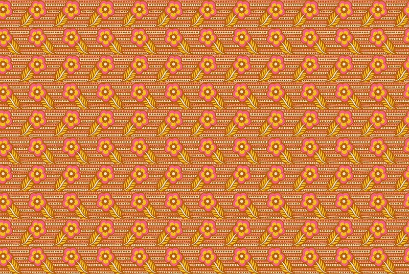 Shooting Star Quilt Fabric by Anna Maria Parry - Woodcarving in Caramel Gold/Pink - AMT121-58C