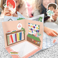 Shop Hop Quilt Fabric - Button Lane Doll House Canvas Panel - Y4795-5 - SOLD AS A 54" PANEL - 100% COTTON CANVAS