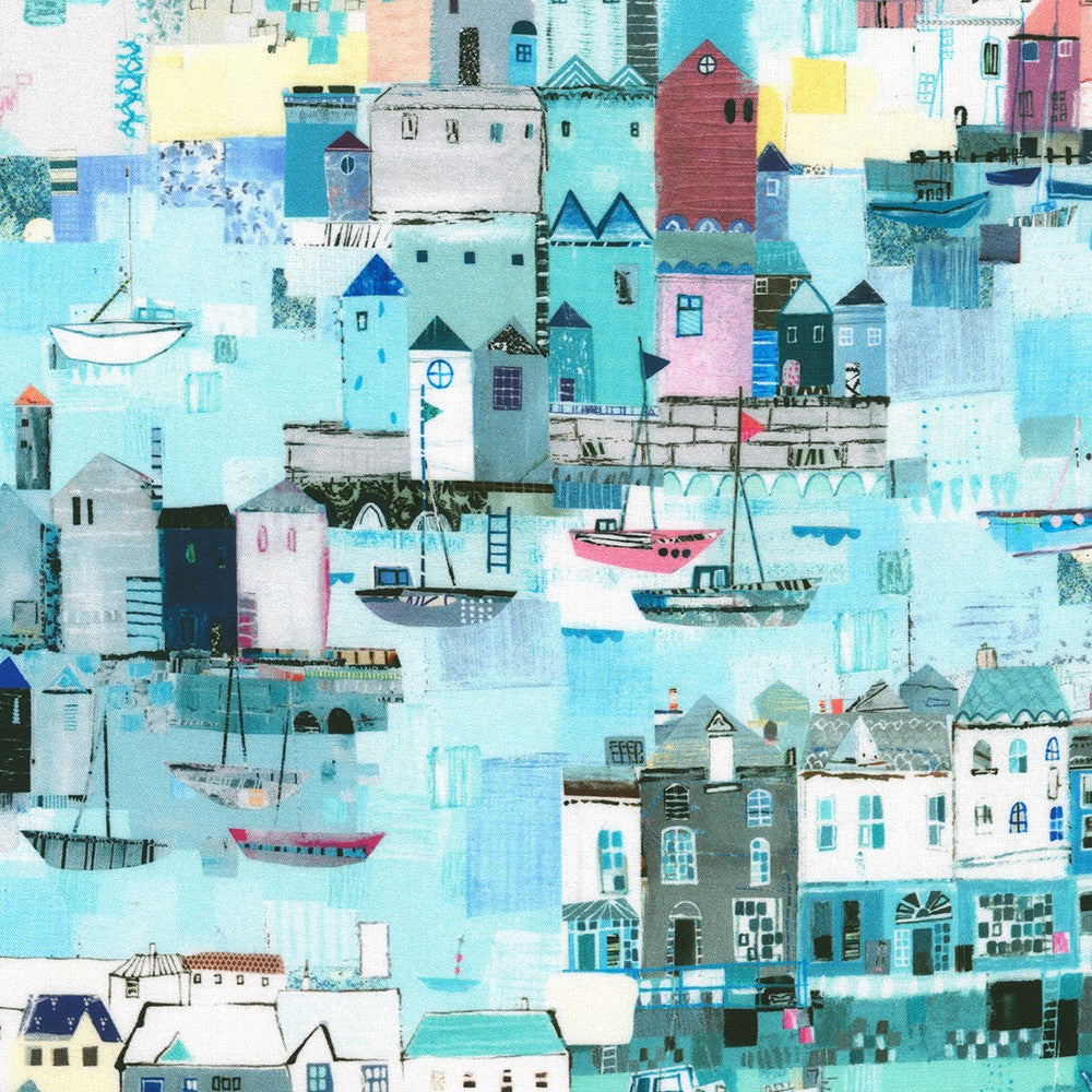 Shoreline Quilt Fabric - Shoreline View in Seascape Blue - RPTD-22890-455 SEASCAPE